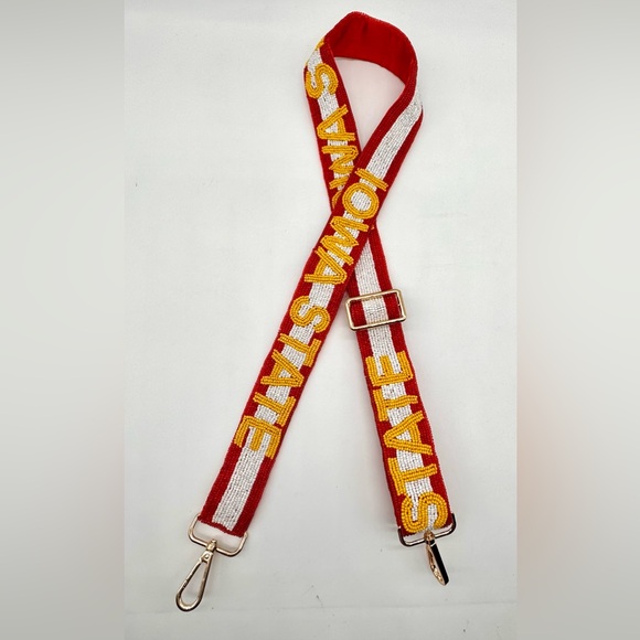 Iowa State Handmade Beaded strap Red and white striped with yellow wording - Picture 4 of 4